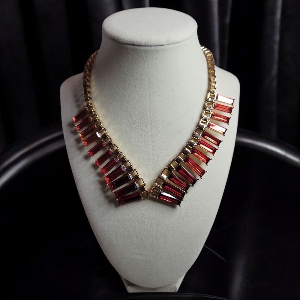 INC International Concepts Gold and Red Geometric Fashion Necklace NWT